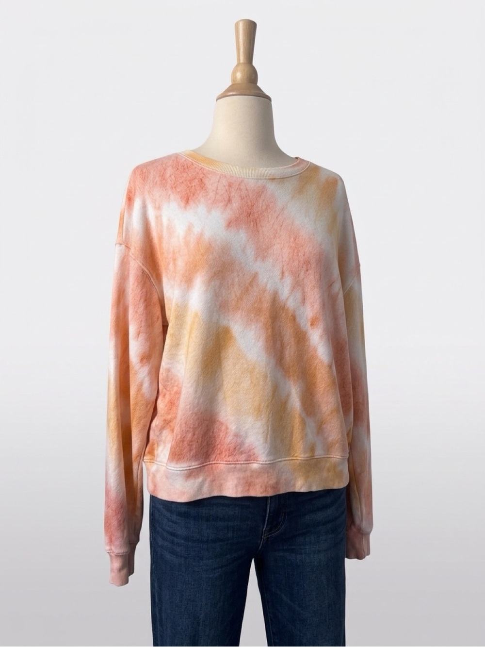 Rails Peach, Coral & Cream Tie-Dye Crewneck Sweatshirt